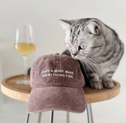 Casquette en jean marron - Cats & Wine Make Everything Fine