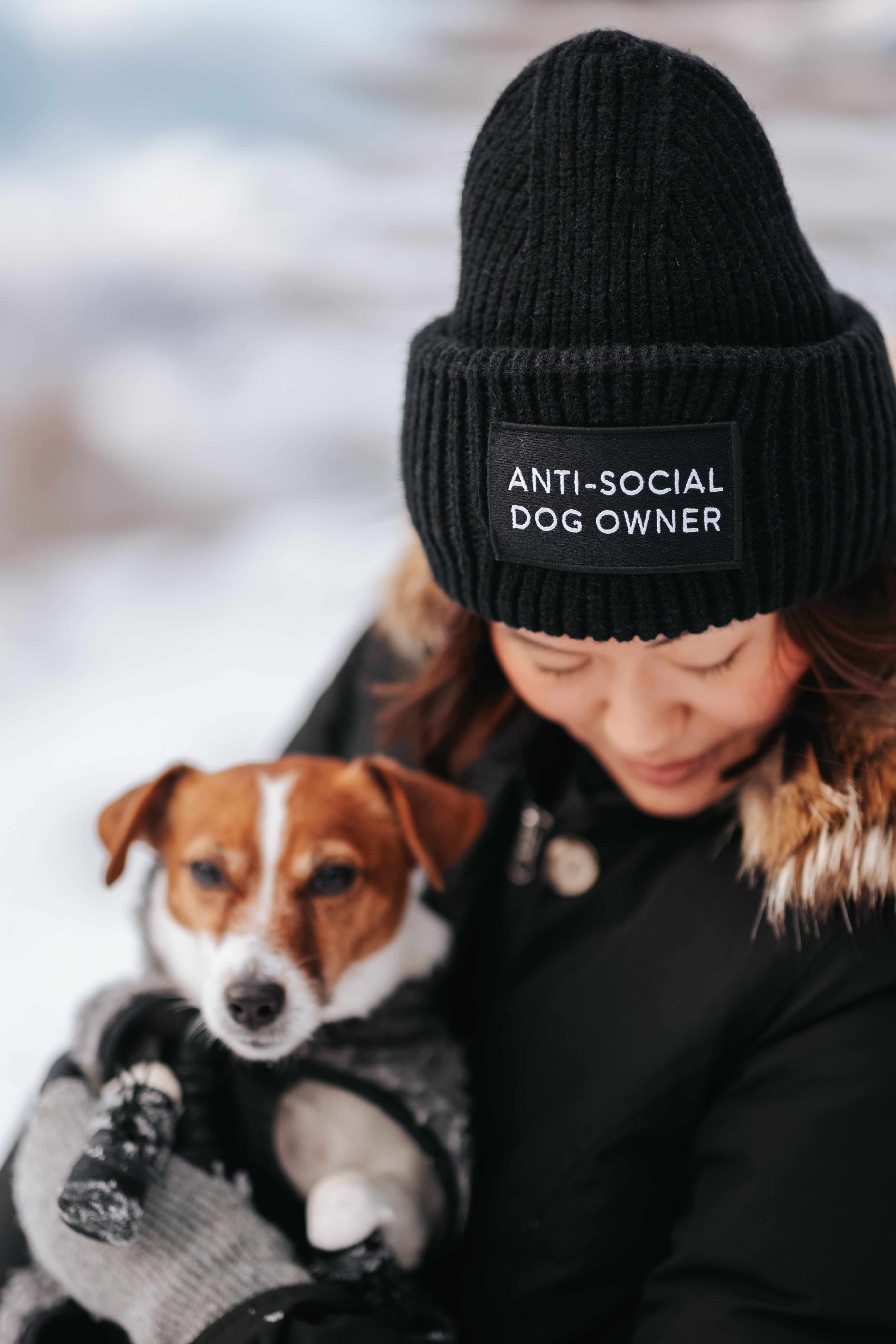 Bonnet en laine noire - Propriétaire de chien anti-social