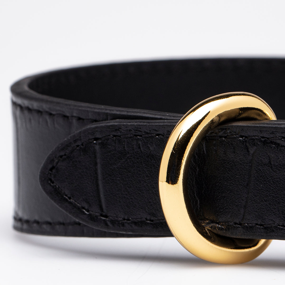 Collier pour chien en croco noir mince
