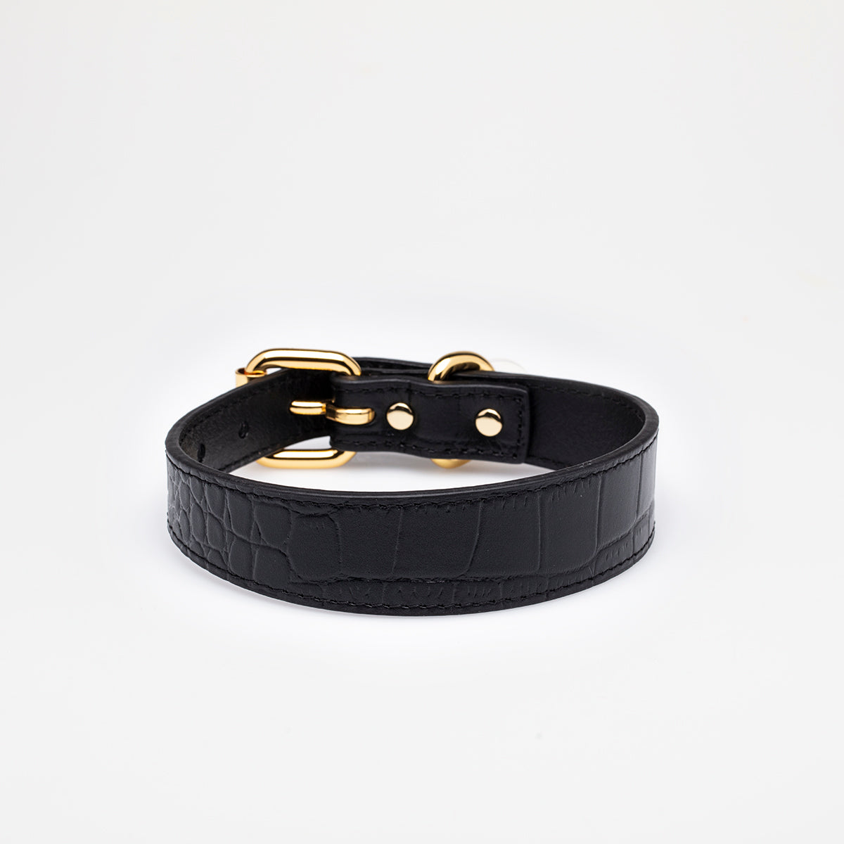 Collier pour chien en croco noir mince