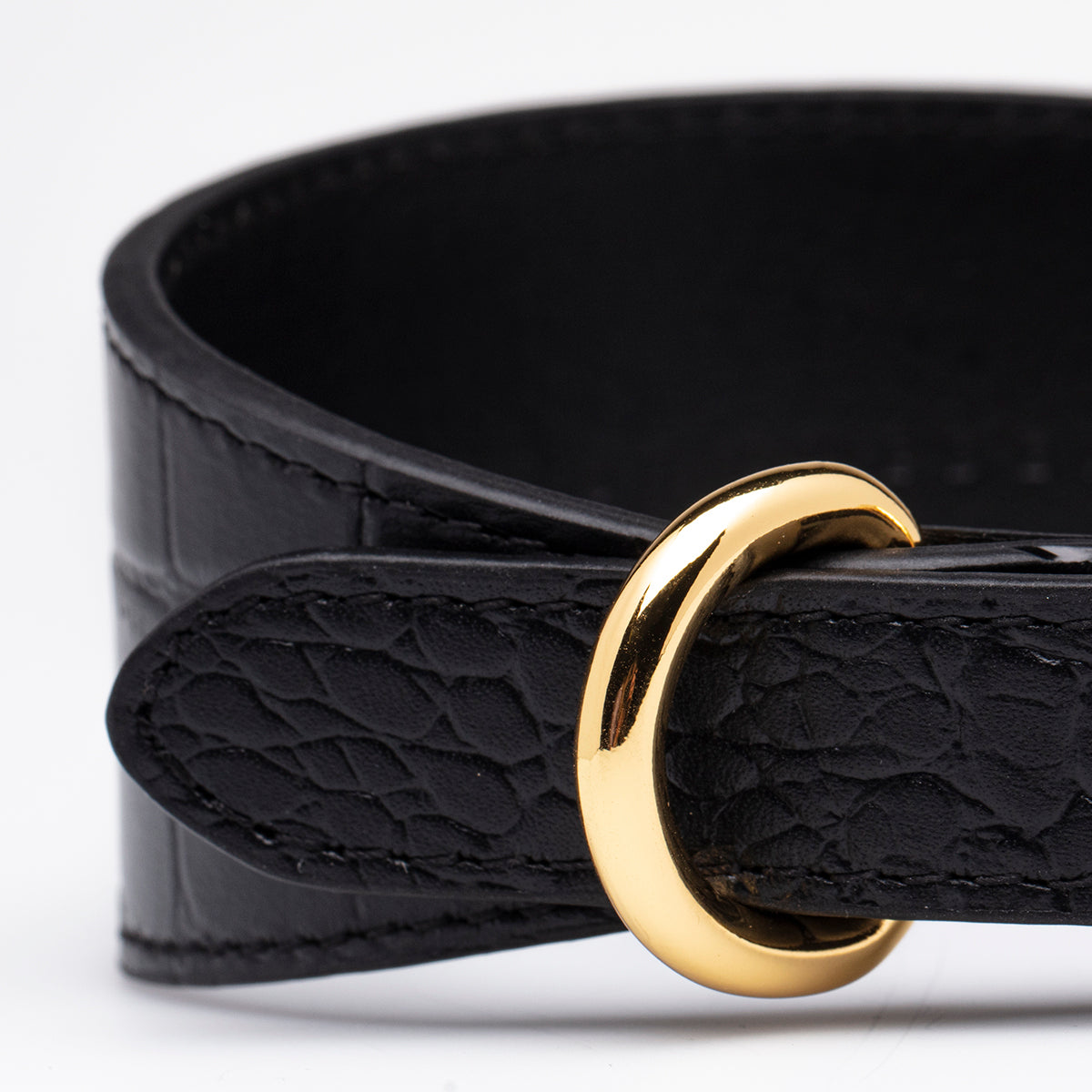Collier de chien large en croco noir