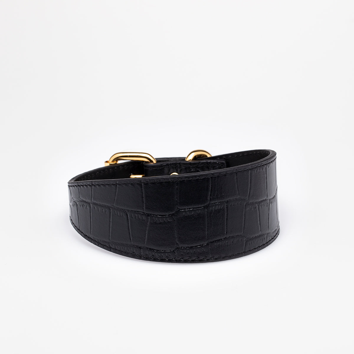 Collier de chien large en croco noir