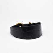 Collier de chien large en croco noir