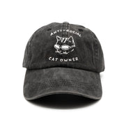 Casquette en denim noir - Logo "Anti-Social Cat Owner" 