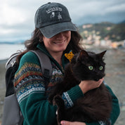Casquette en denim noir - Logo "Cats & Wine Make Everything Fine" 