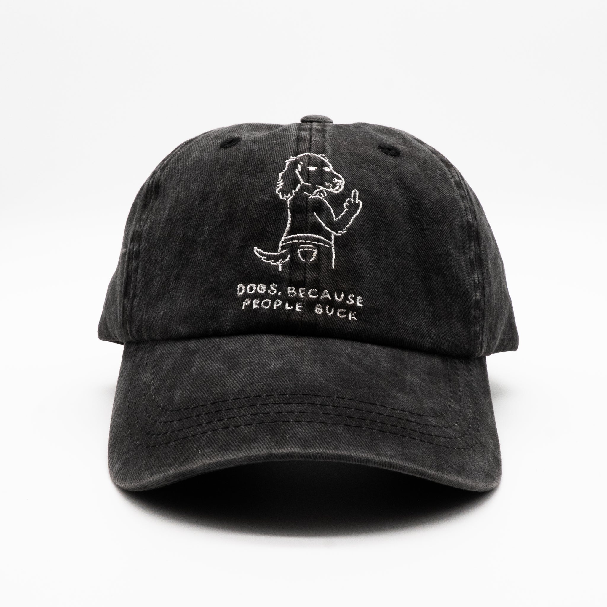 Casquette en denim noir - Logo "Dogs. Because People Suck" 