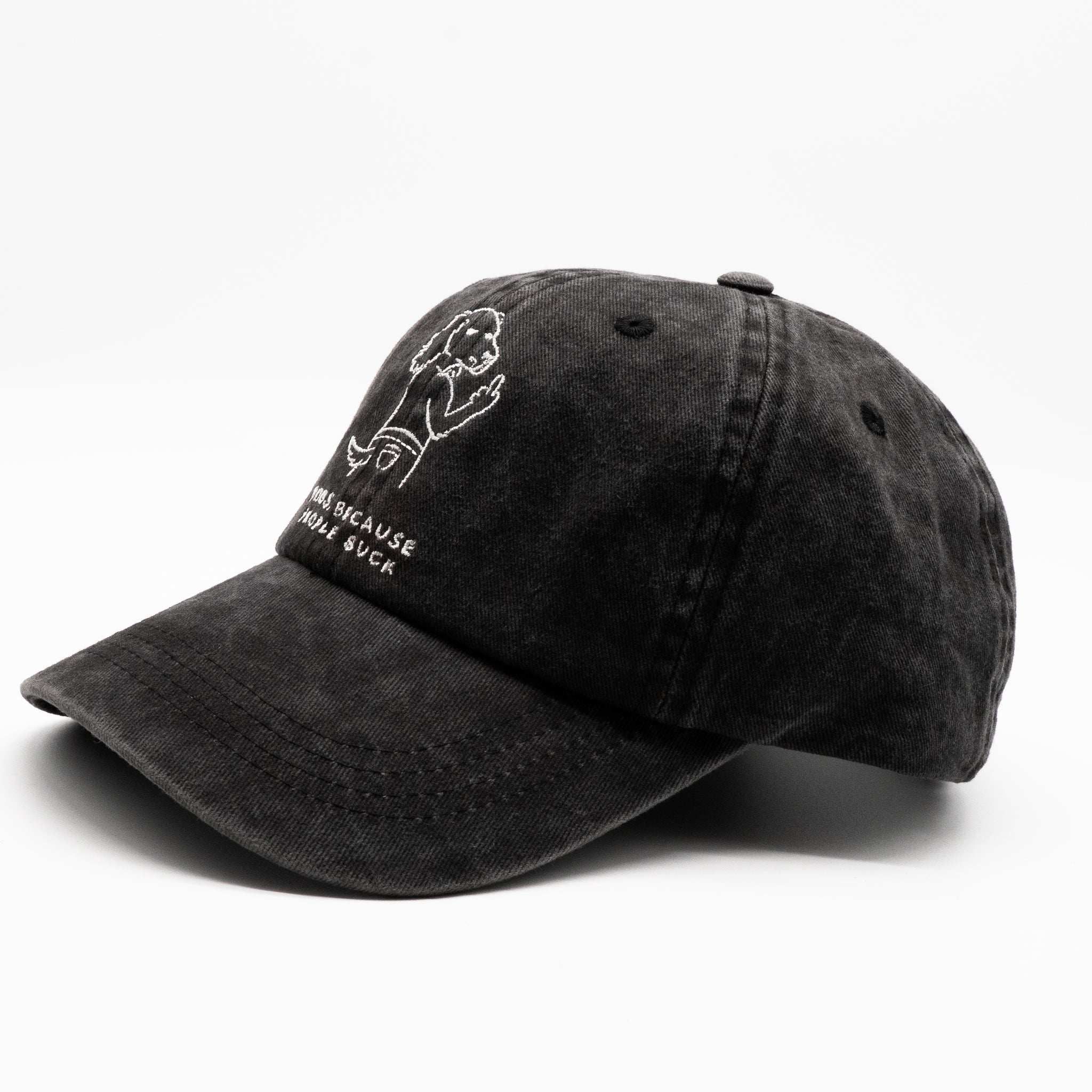Casquette en denim noir - Logo "Dogs. Because People Suck" 