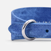 Collier de chien en jean bleu large