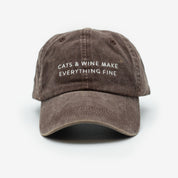 Casquette en jean marron - Cats & Wine Make Everything Fine