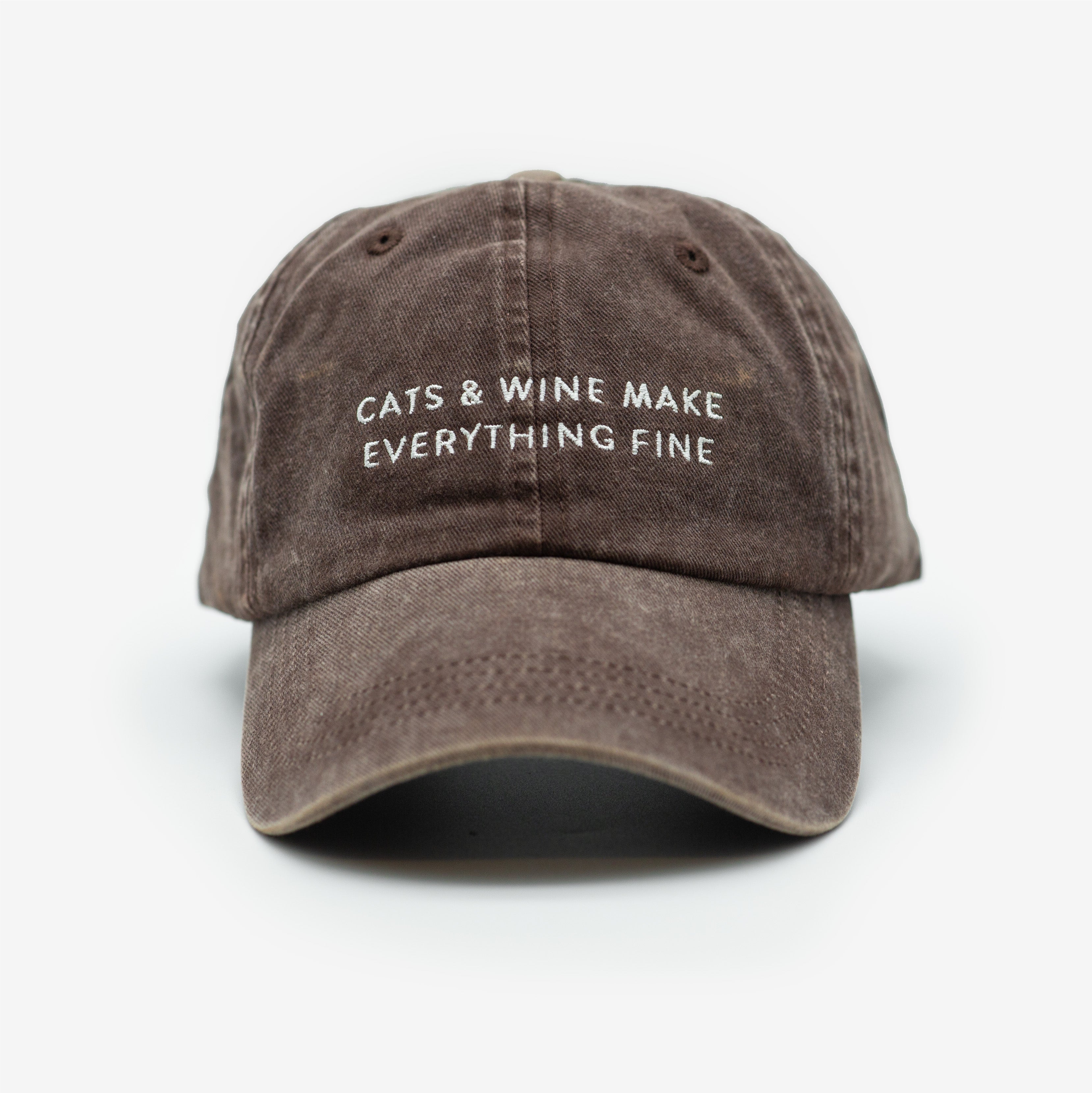 Casquette en jean marron - Cats & Wine Make Everything Fine