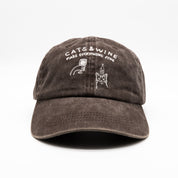 Casquette en denim marron - Logo "Cats & Wine Make Everything Fine" 