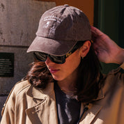 Casquette en denim marron - Logo "Cats & Wine Make Everything Fine" 