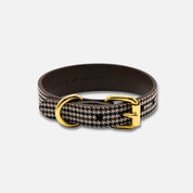 Collier pour chien à carreaux beige fin