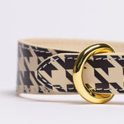 Collier pour chien à carreaux beige fin