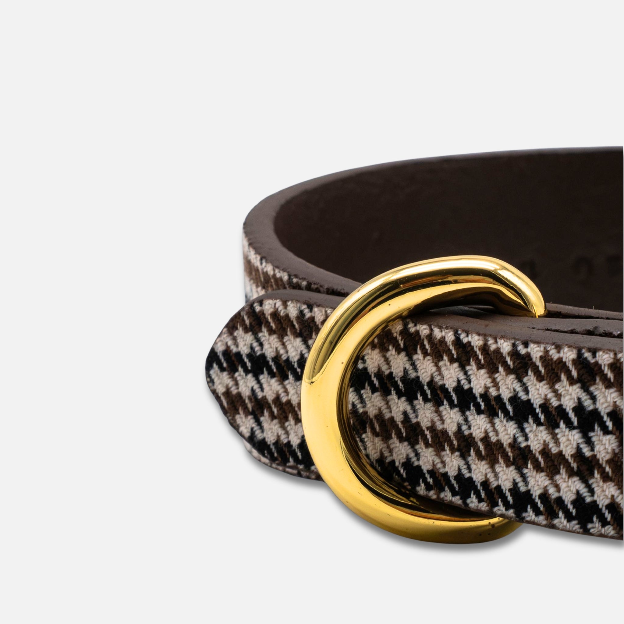 Collier pour chien à carreaux beige fin