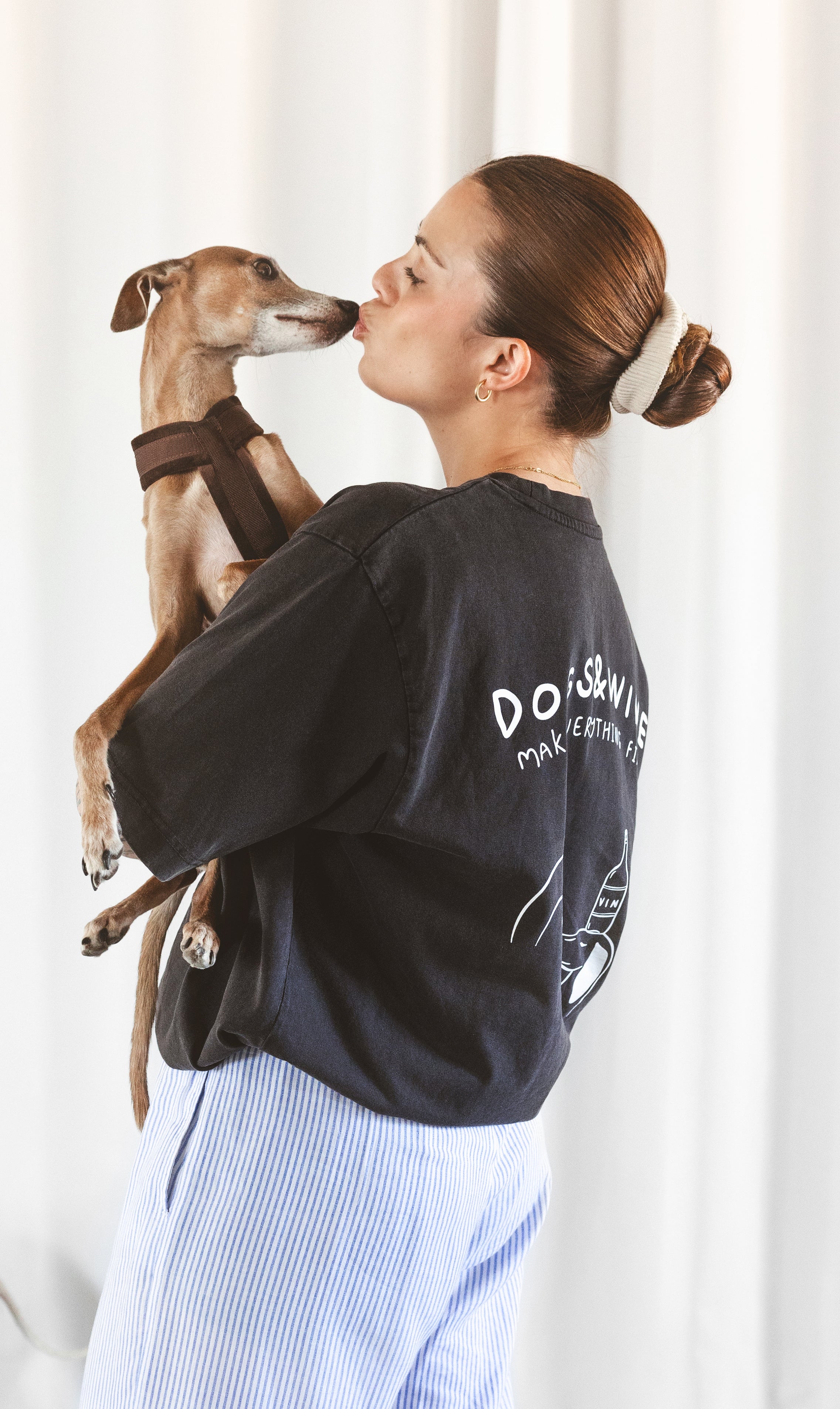 T-shirt Noir  - Dogs & Wine Make Everything Fine