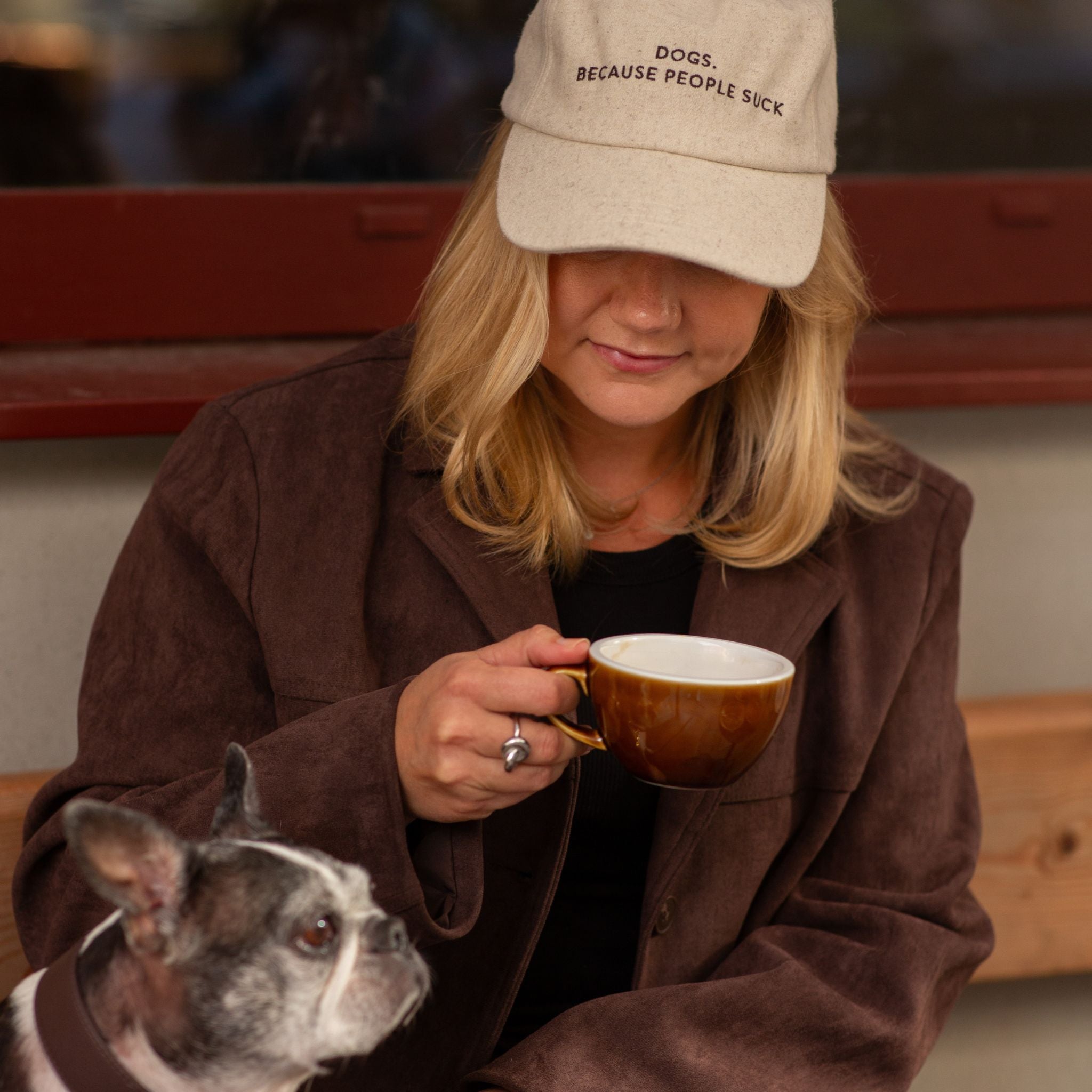 Off-White Wool Cap - Dogs. Because People Suck