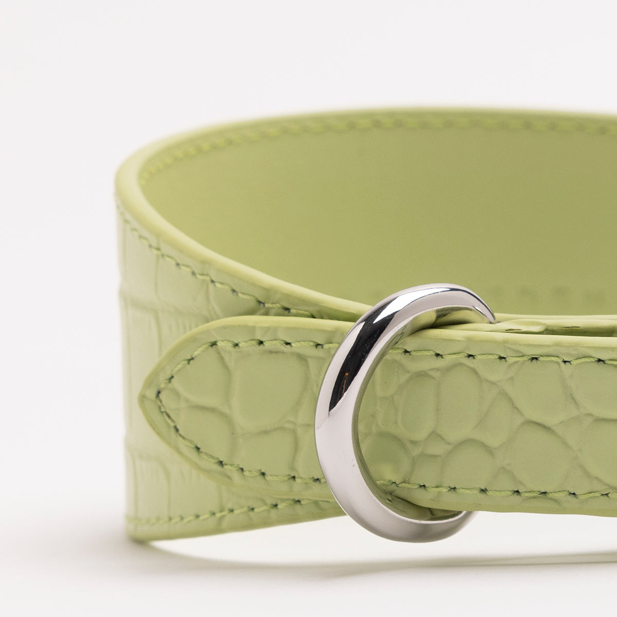 Collier de chien large en croco vert pastel