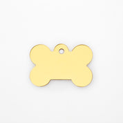Plaque d'identité gravée pour chien - Os premium en or