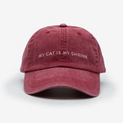 Casquette en jean rouge - My Cat Is My Shrink