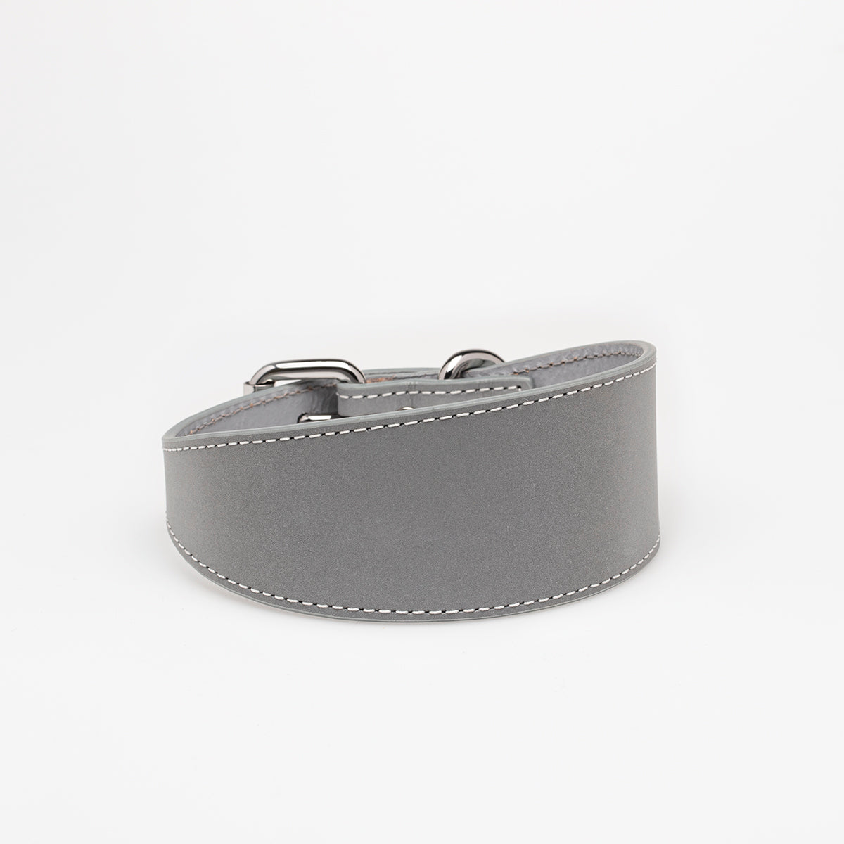 Collier de chien réfléchissant en argent large