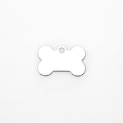 Badge de chien gravé - Os argenté