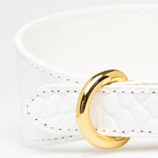 Collier pour chien large en croco blanc