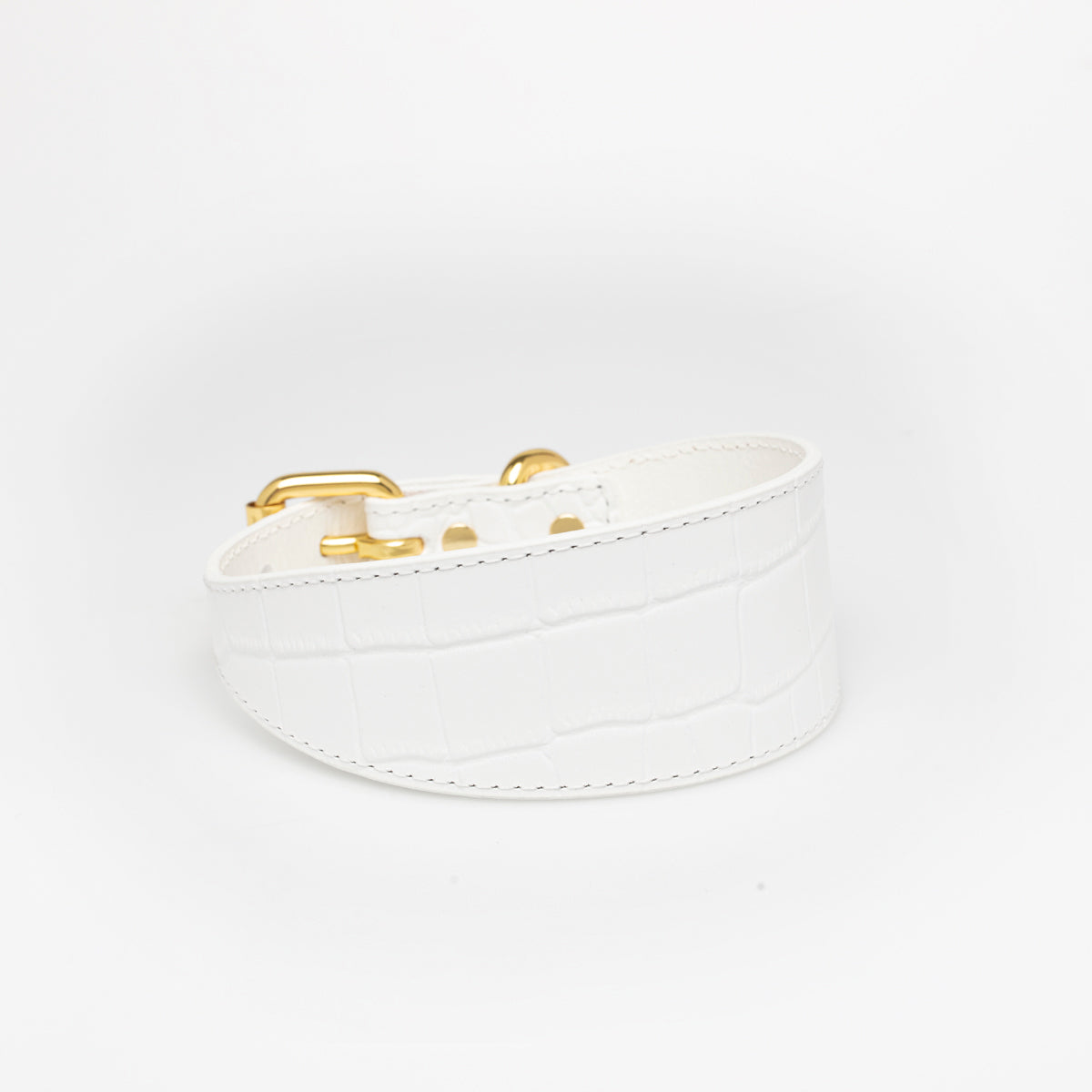 Collier pour chien large en croco blanc